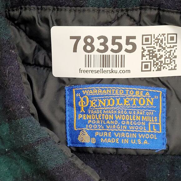 Vintage Pendleton Flannel Button Shirt Large 21x27 Shadow Plaid - Picture 6 of 9